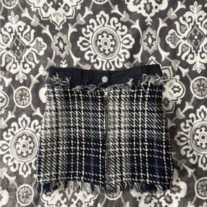 Chic Plaid Fringe tweed type Mini Skirt